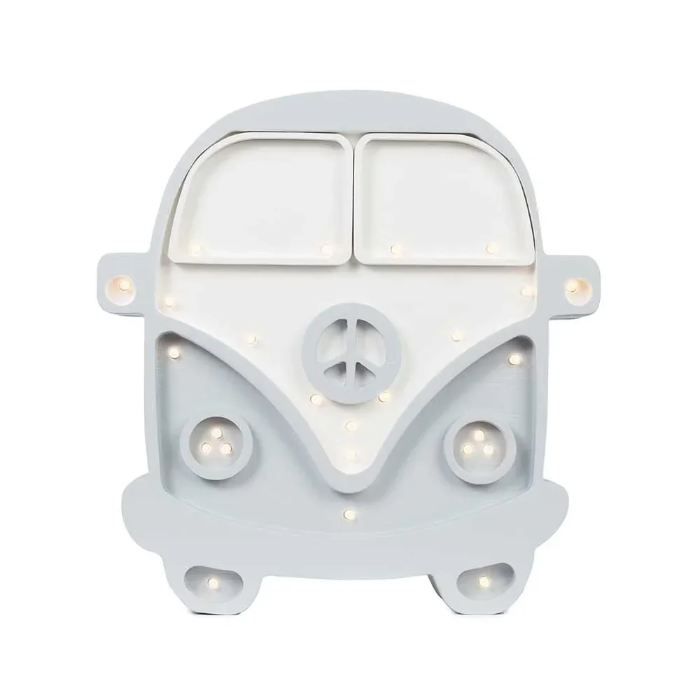 "Little Lights Nachtlicht Kinder, Nachtlampe Wohnmobil - 100% Kiefernholz natur, Farbe: grau image"