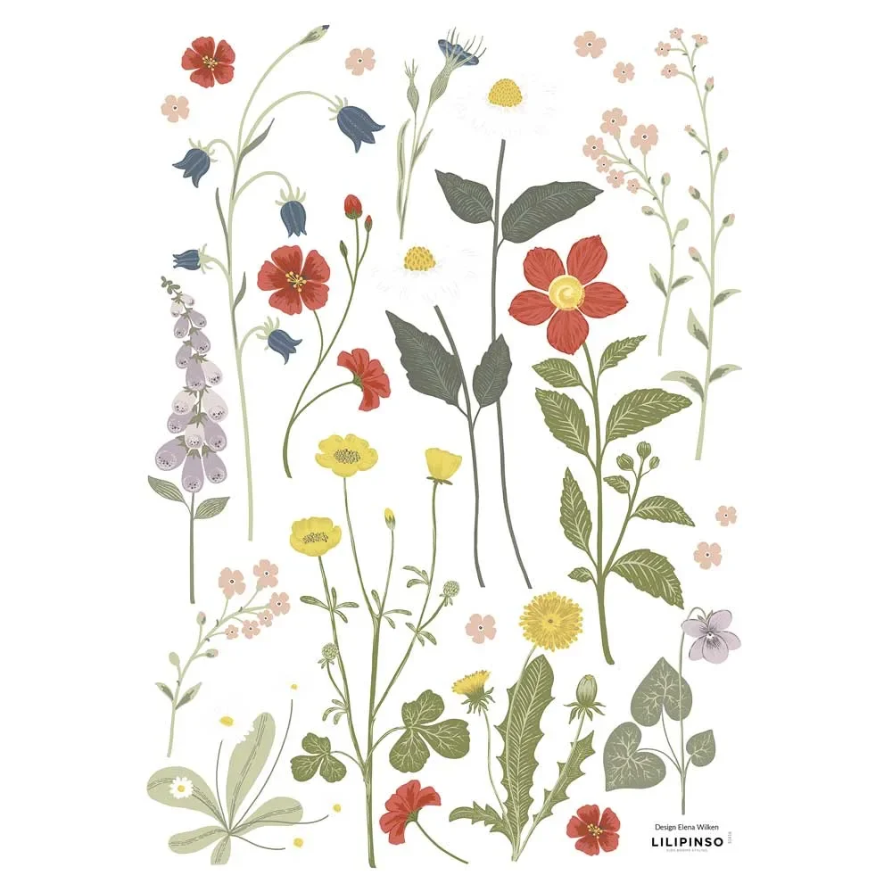 "Lilipinso Wandsticker A3 Sommerblumen 1 grau pastell image"