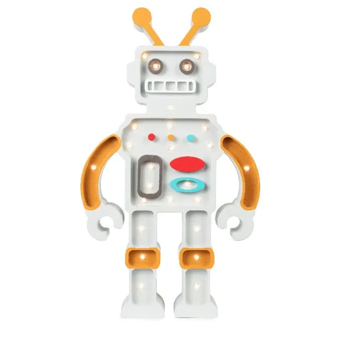 "Little Lights Nachtlicht Kinder, Nachtlampe Roboter - 100% Kiefernholz natur, Farbe: Metallisches Grau image"