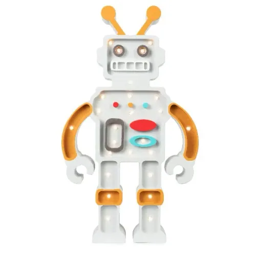 "Little Lights Nachtlicht Kinder, Nachtlampe Roboter - 100% Kiefernholz natur, Farbe: Metallisches Grau image"