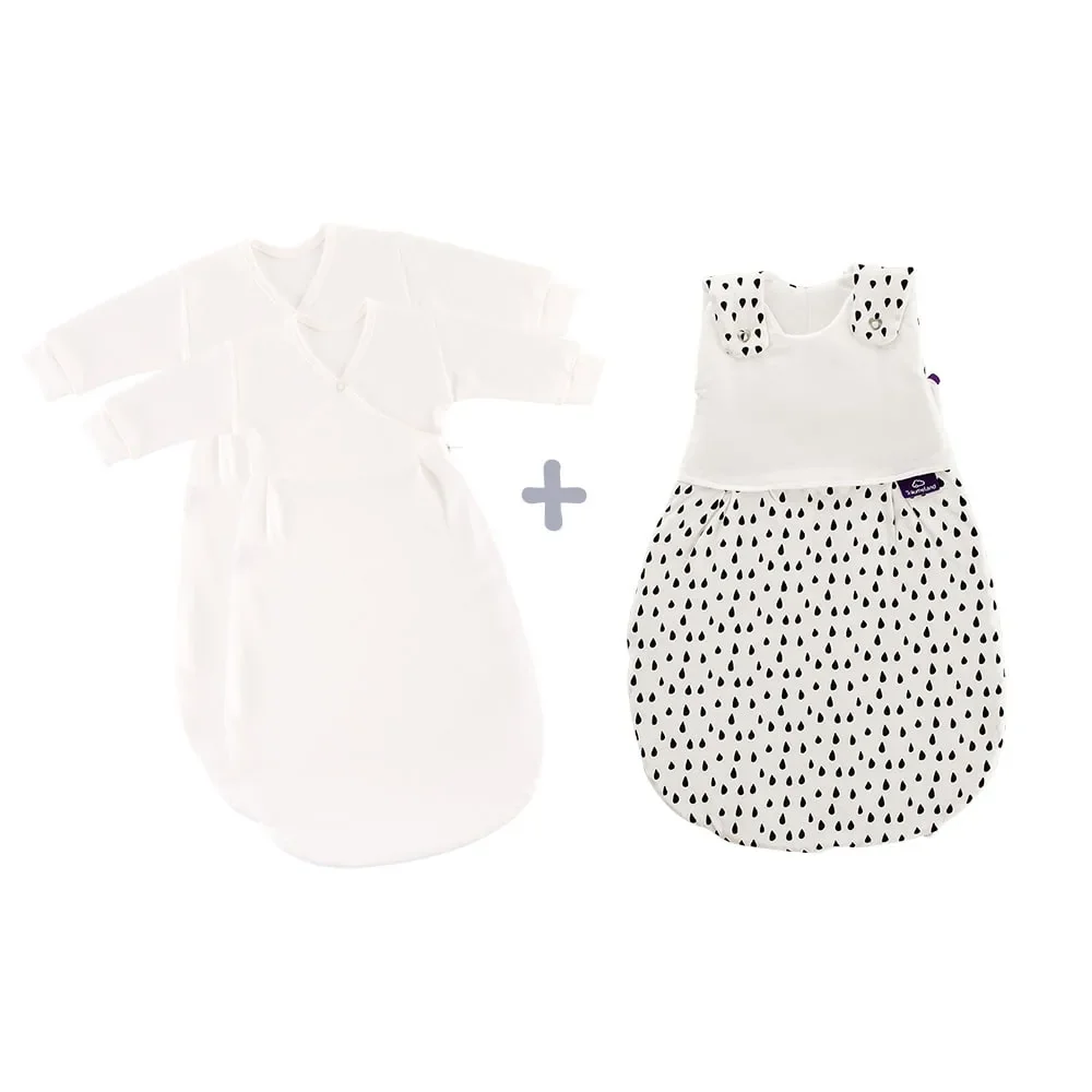 "Träumeland Liebmich Baby Schlafsack, Schlummersack, Innenschlafsack 3tlg. Set - Tropfen Schwarz, Grösse: 80/86 image"