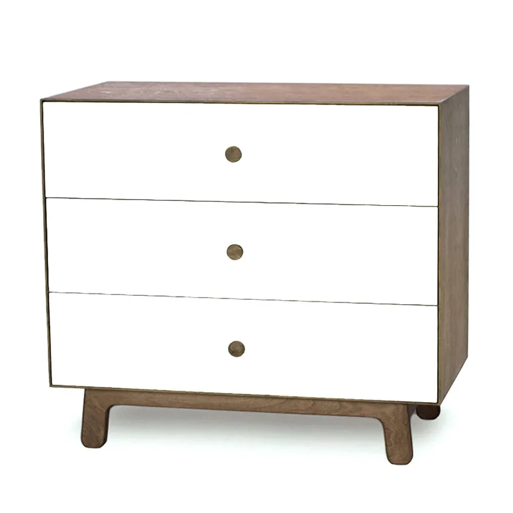 "Oeuf Kommode Merlin 3 Schubkästen weiß/Walnuss Füße Sparrow, Farbe Füsse: Birke image"