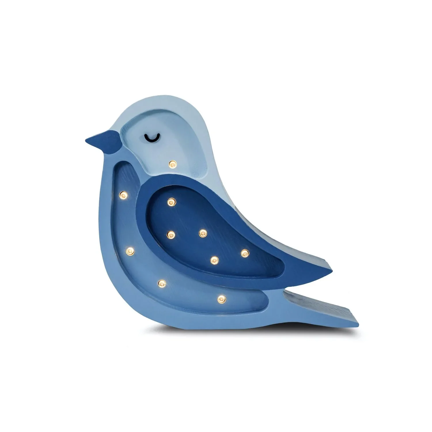 "Little Lights Nachtlicht Kinder, Nachtlampe Mini-Vogel - 100% Kiefernholz natur, Farbe: Denim image"