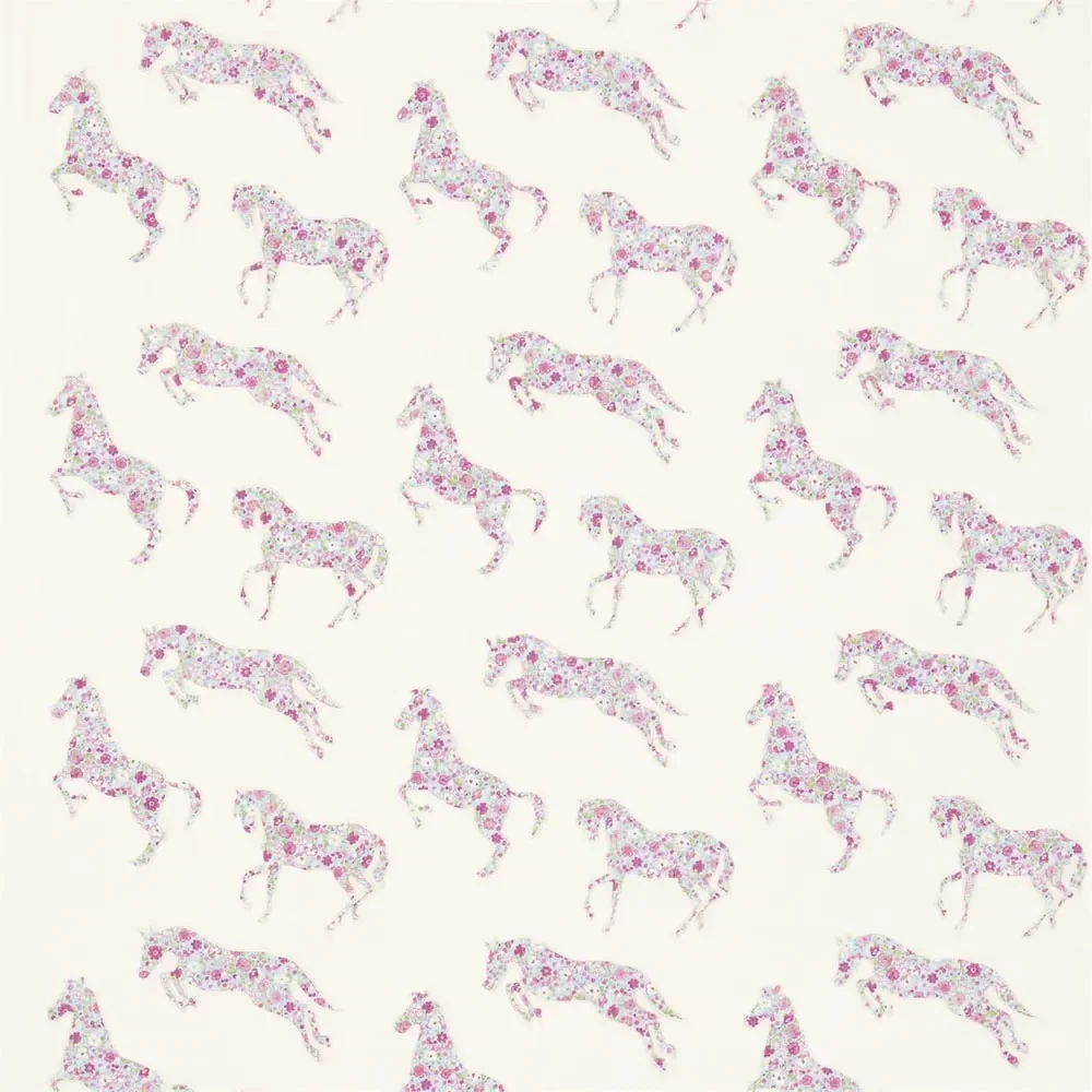 "Little Sanderson Abracazoo Motivstoff appliziert Pferde creme hellblau image"