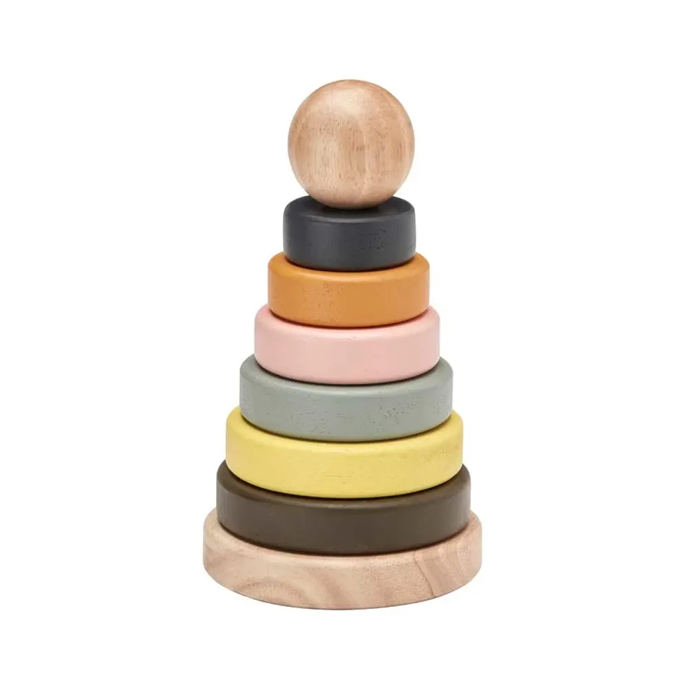 "Kids Concept Stapelturm Ringe pastell grau curry image"