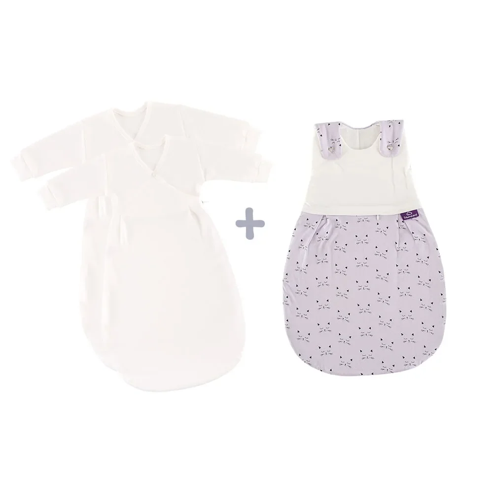 "Träumeland Liebmich Baby Schlafsack, Schlummersack, Innenschlafsack 3tlg. Set - Schmusekatze, Grösse: 80/86 image"