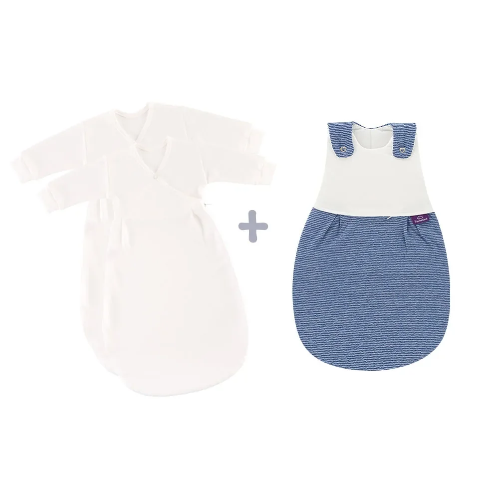"Träumeland Liebmich Baby Schlafsack, Schlummersack, Innenschlafsack 3 tlg. Set – Wellenmeer, Grösse: 80/86 image"