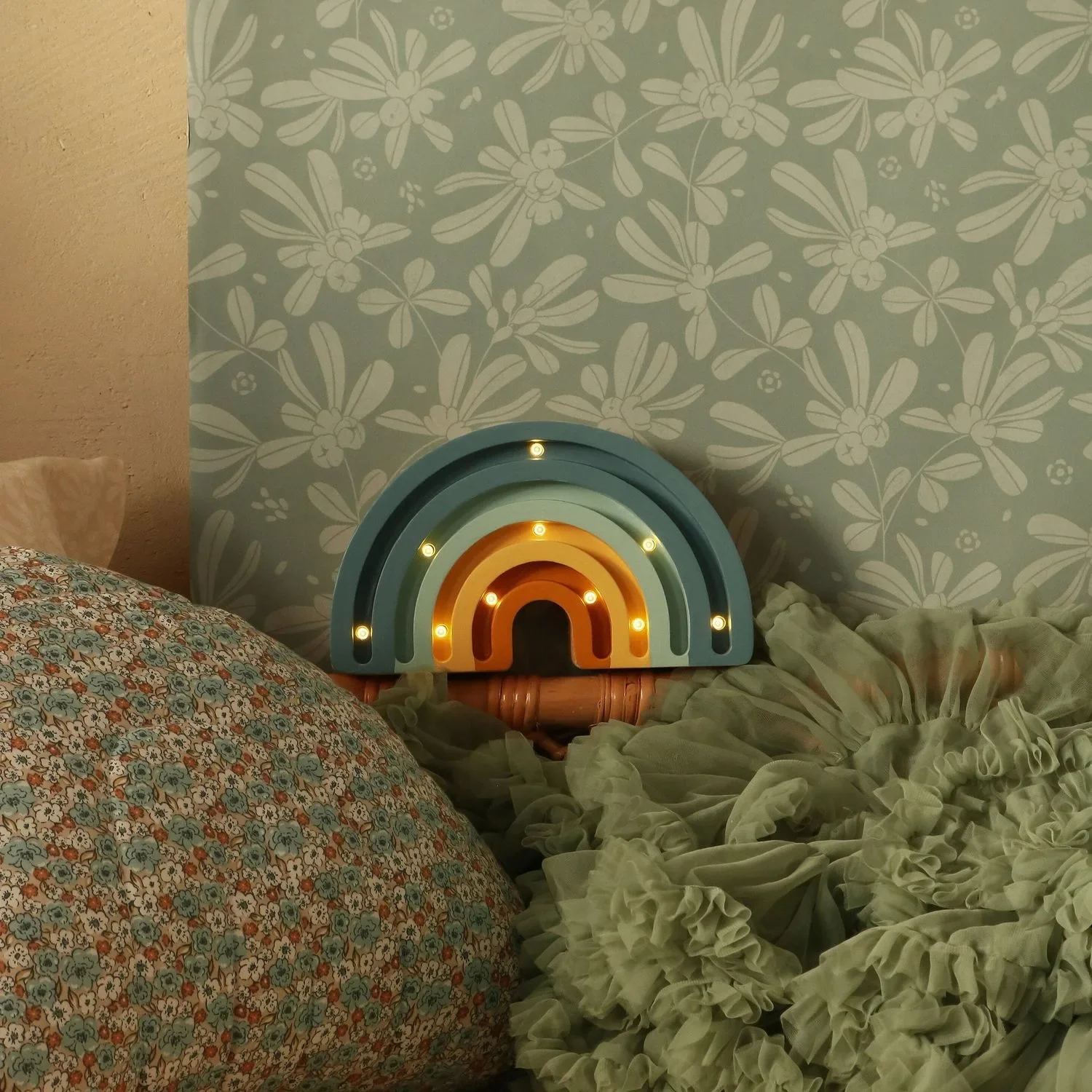 "Little Lights Nachtlicht Kinder, Nachtlampe Mini-Regenbogen - 100% Kiefernholz natur, Farbe: Denim-Blau image"