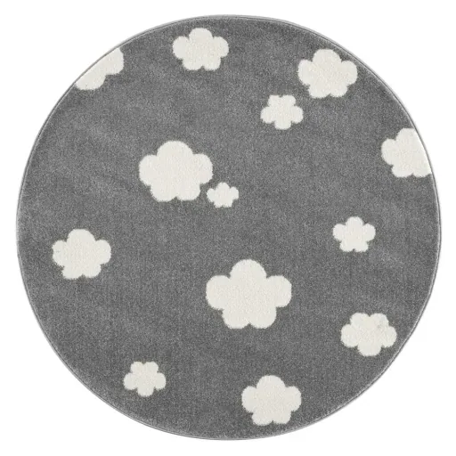 Livone Teppich rund Wolken grau
