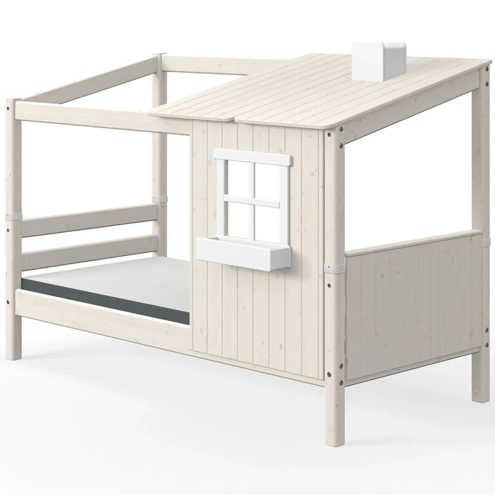 "Flexa Einzelbett Haus mit halbem Dach weiss image"