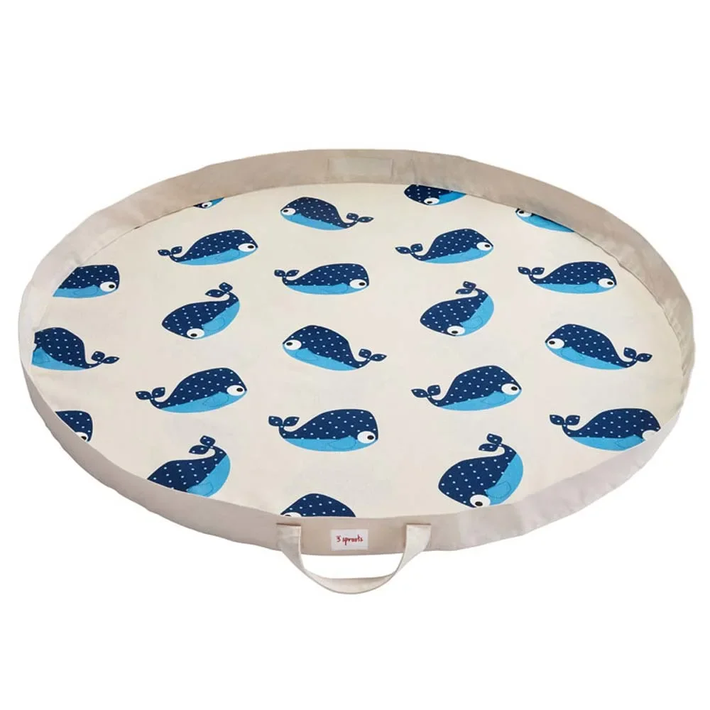 "3 Sprouts Spielmatte / Spielzeugsack Wal blau image"