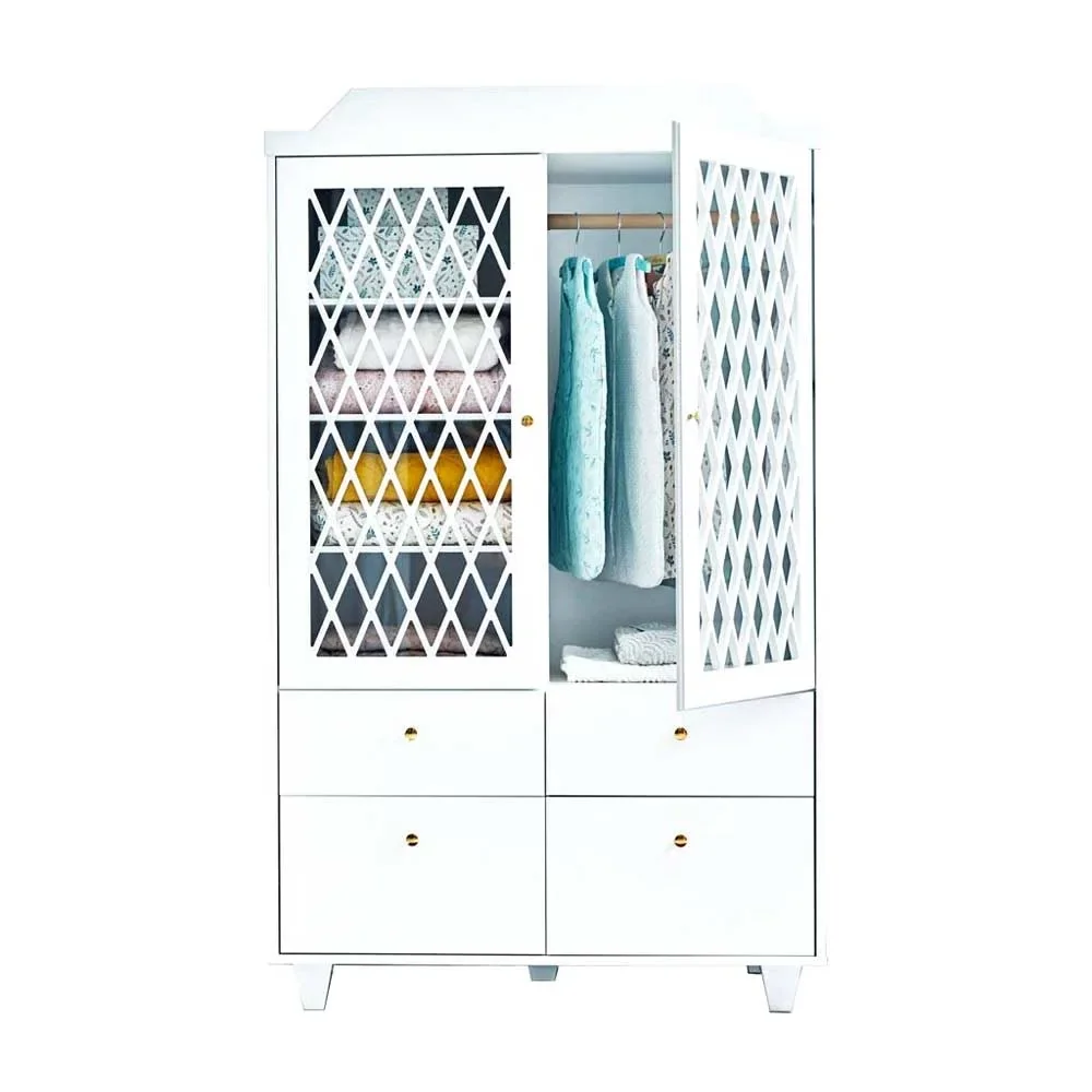 "Cam Cam Harlequin Kleiderschrank 2-türig weiss image"