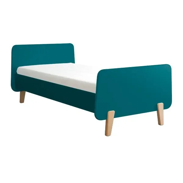 Laurette Kinderbett "MM" mit Holzfüssen 90 x 190, Farbe: bleu canard