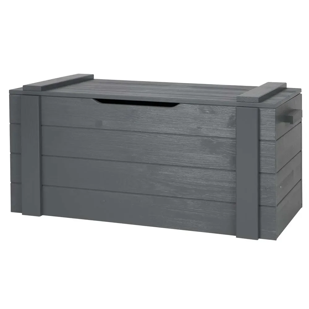 "WOOOD Spielzeugtruhe Dennis stahlgrau image"