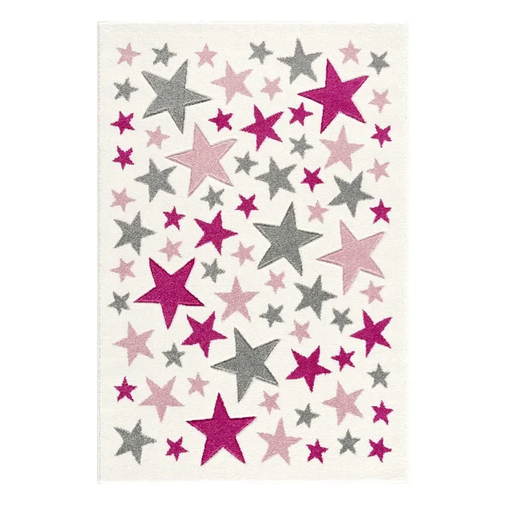 "Livone Kinderteppich Stella Sterne rosa grau, Teppichgrösse: 160 x 230 cm image"