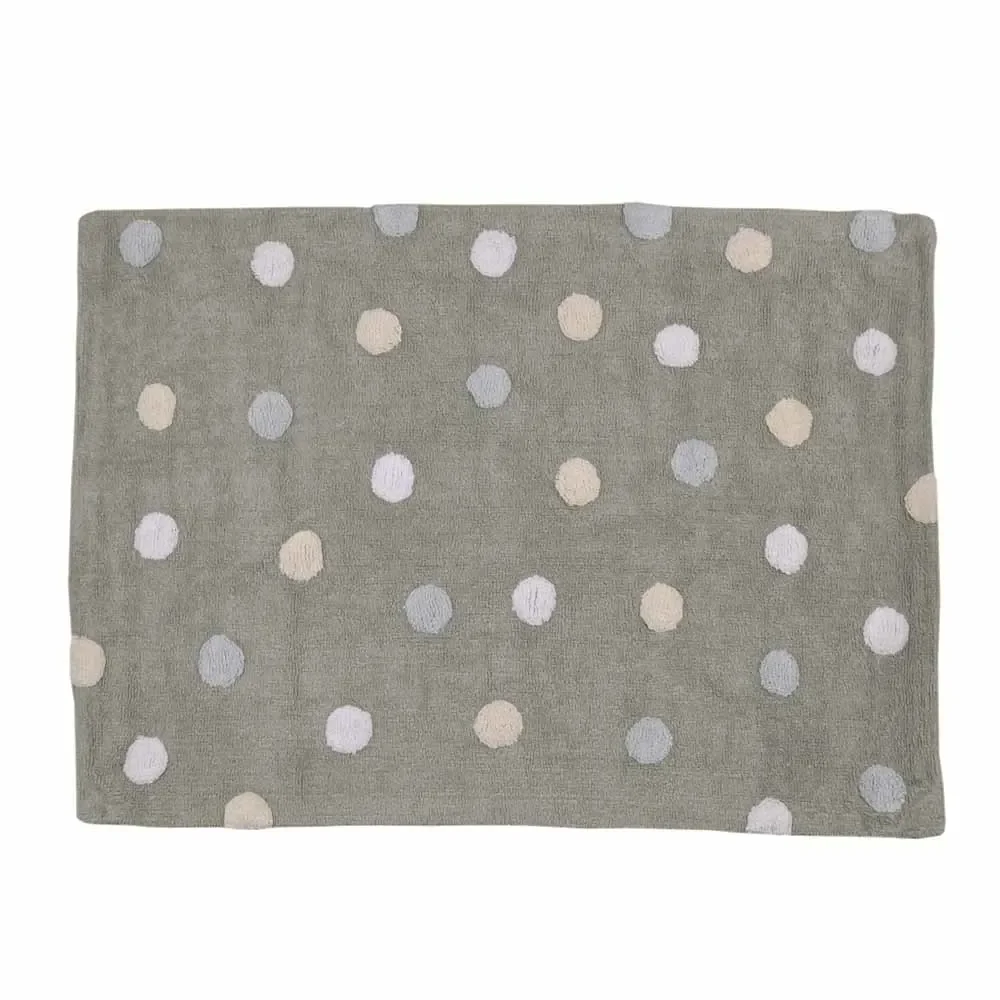 "Lorena Canals Baumwollteppich waschbar farbige Punkte grau blau image"