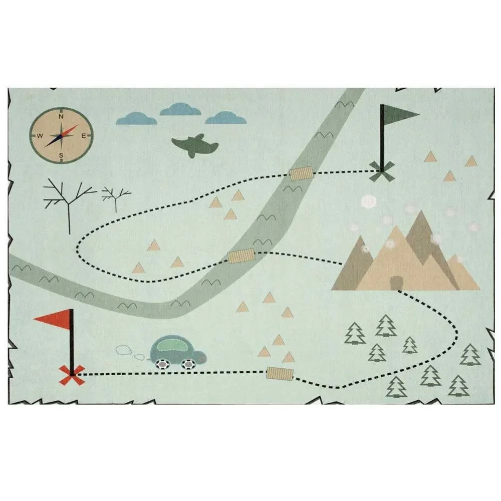 "Livone Kinderteppich waschbar Schatzkarte mint, Teppichgrösse: 140 x 190 cm image"
