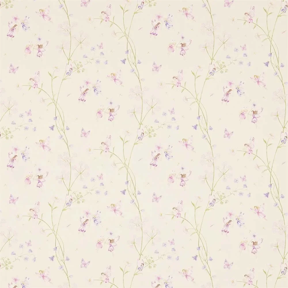 "Little Sanderson Abracazoo Motivstoff Feen Garten creme lila pink image"