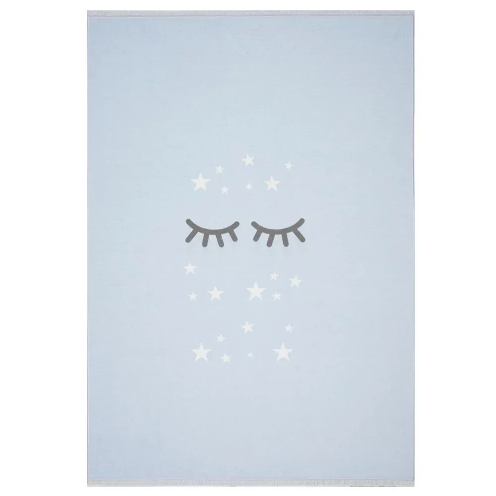 Livone Kinderteppich waschbar schlafende Augen blau, Teppichgrösse: 140 x 190 cm