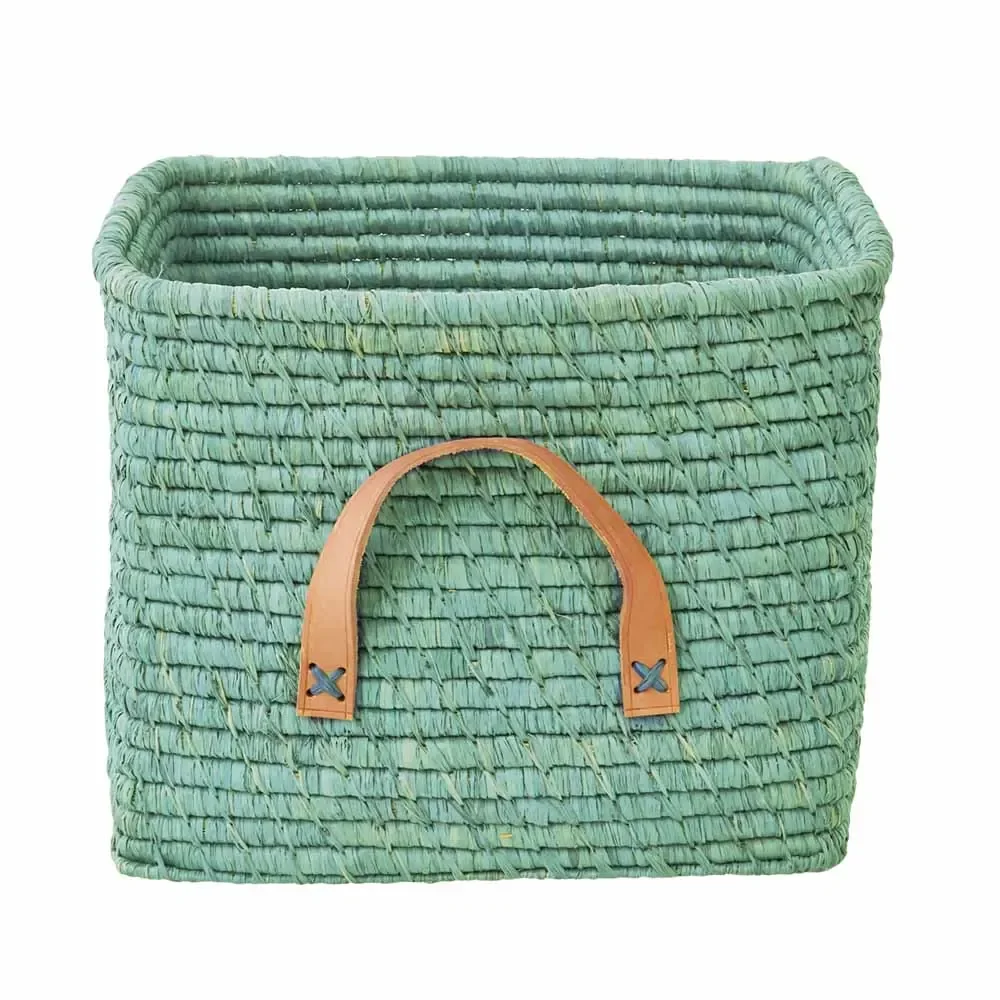 Rice Bastkorb Ledergriffe mint 30 x 30