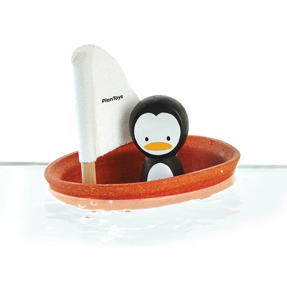 "Plan Toys Badewannen-Boot orange Pinguin image"