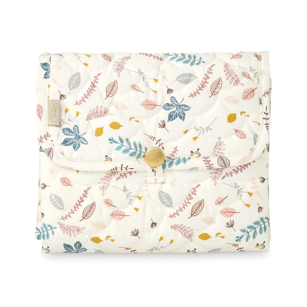 "Cam Cam Wickelunterlage gesteppt Blätter rosa image"