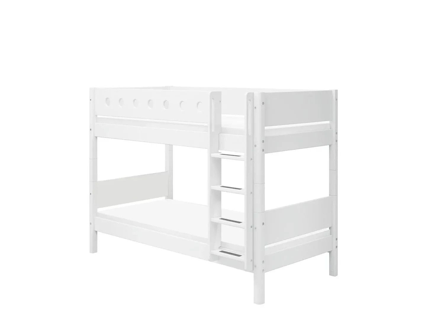 "FLEXA Kinderbett, Etagenbett mit Gerader Leiter – Hochwertiges MDF und Kiefer, 90x200 cm, Platzsparende Lösung, Farbe: weiss image"