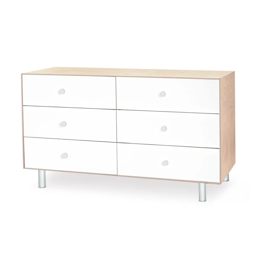 "Oeuf Kommode Merlin 6 Schubkästen weiß/Birke Füße Classic image"
