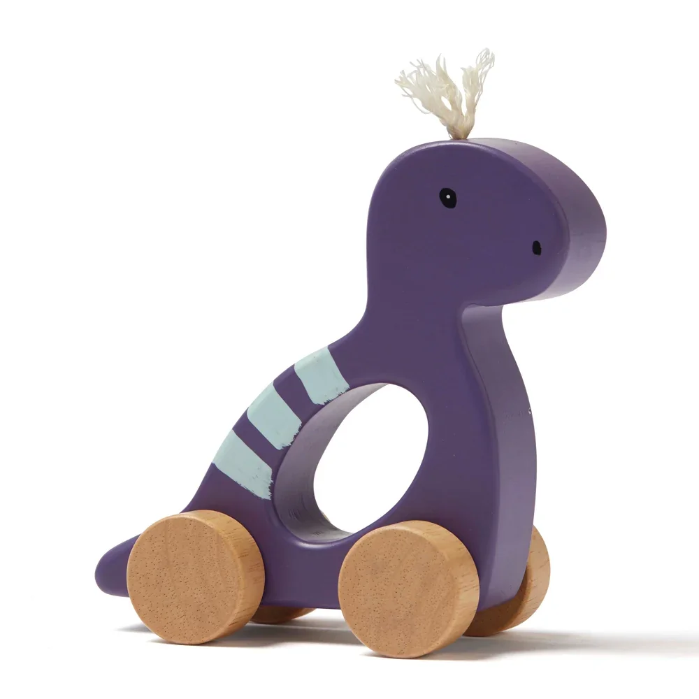 "Kids Concept Baby Spielzeug  Schiebefigur Dino Holz lila image"