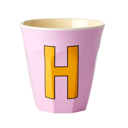 "RICE Melaminbecher mit dem Buchstaben H, 250 ml, rosa image"
