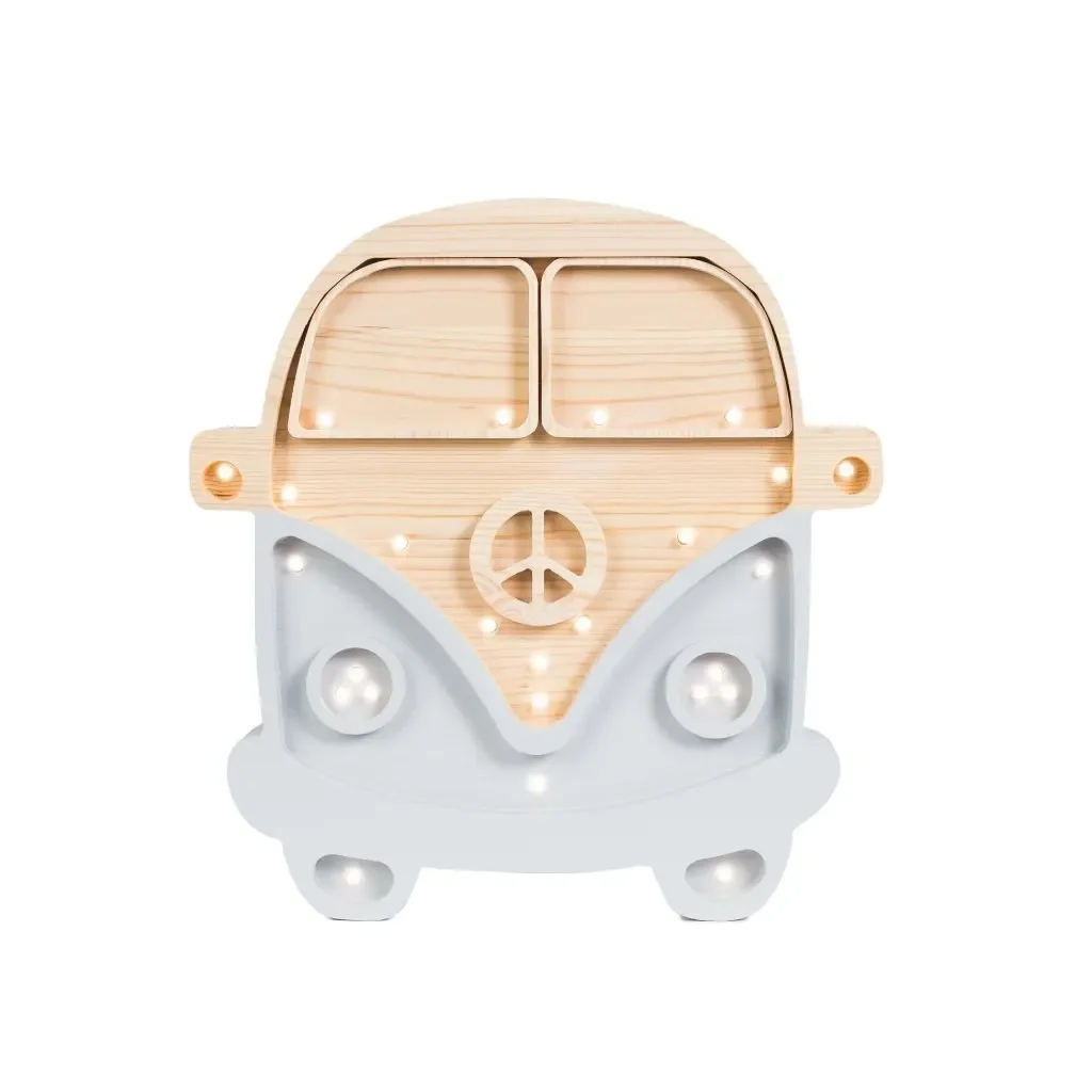 "Little Lights Nachtlicht Kinder, Nachtlampe Wohnmobil - 100% Kiefernholz natur, Farbe: Grau/Holz image"