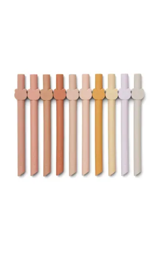 "Liewood Trinkhalm, Wiederverwendbare Strohhalme Silikon - Badu, 10er Pack, Farbe: Rose multi mix image"
