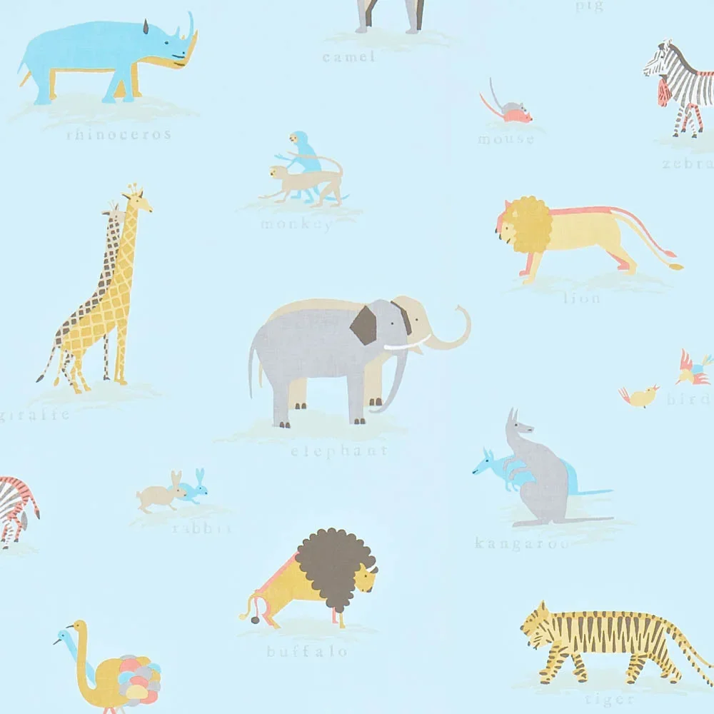 "Little Sanderson Abracazoo Tapete Safari Tiere hellblau image"