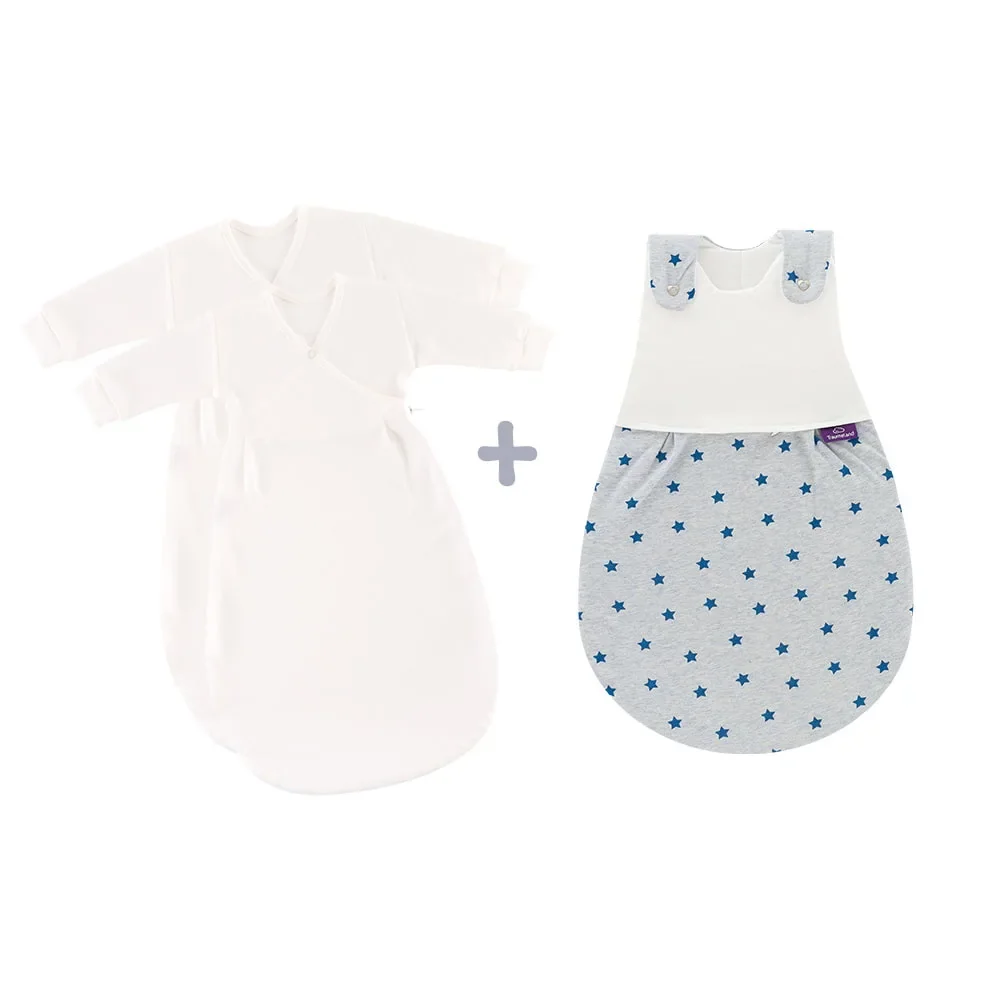 "Träumeland Liebmich Baby Schlafsack, Schlummersack, Innenschlafsack 3 tlg. Set - Sternentraum Blau, Grösse: 80/86 image"