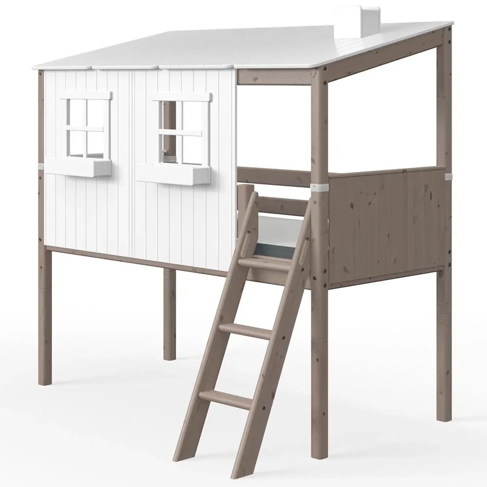 "Flexa halbhohes Bett Haus weiss braun image"