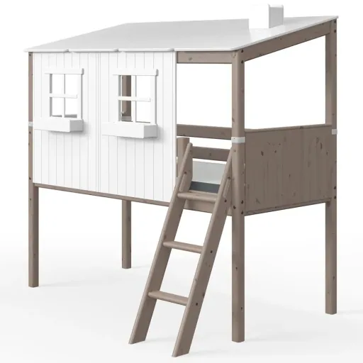 "Flexa halbhohes Bett Haus weiss braun image"