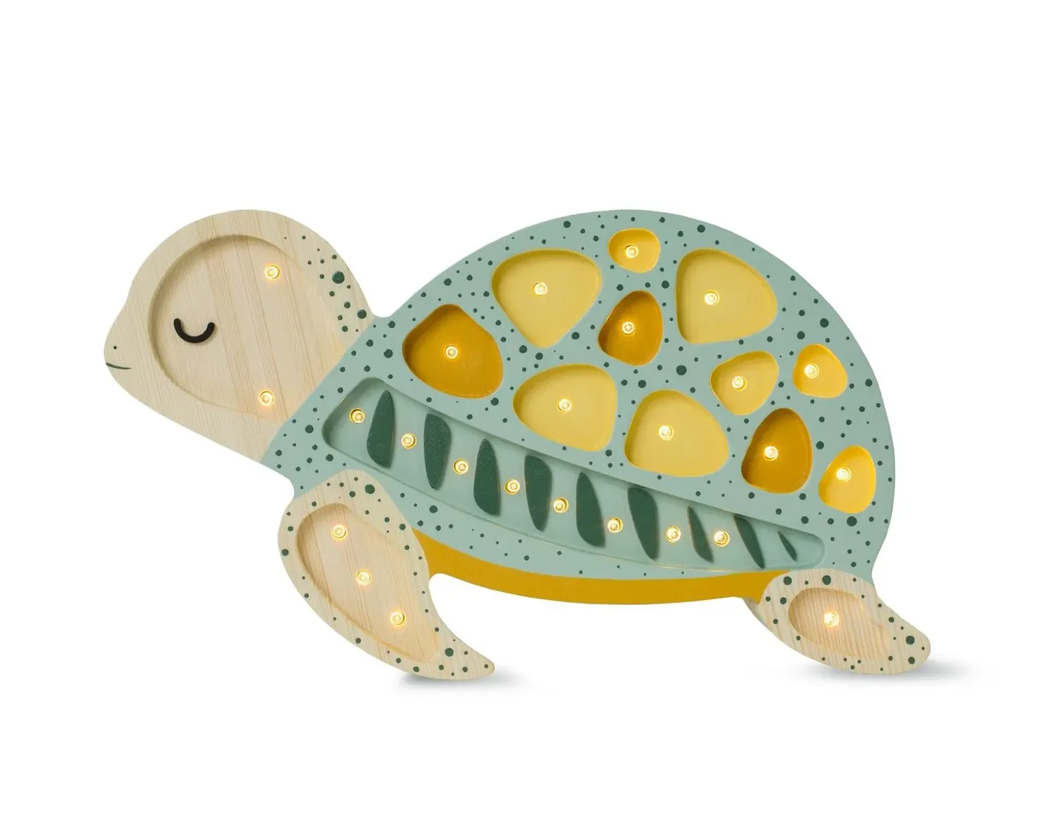 "Little Lights Nachtlicht Kinder, Nachtlampe Schildkröte - 100% Kiefernholz natur, Farbe: Galapagos-Salbei image"