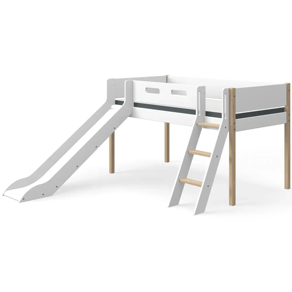 "Flexa Nor halbhohes Bett mit Rutsche  weiß / Eiche image"