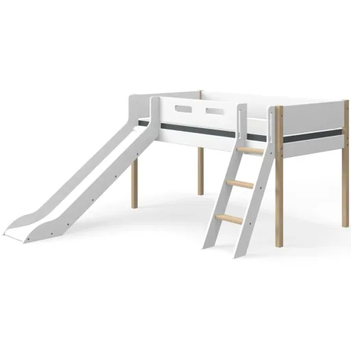 "Flexa Nor halbhohes Bett mit Rutsche  weiß / Eiche image"