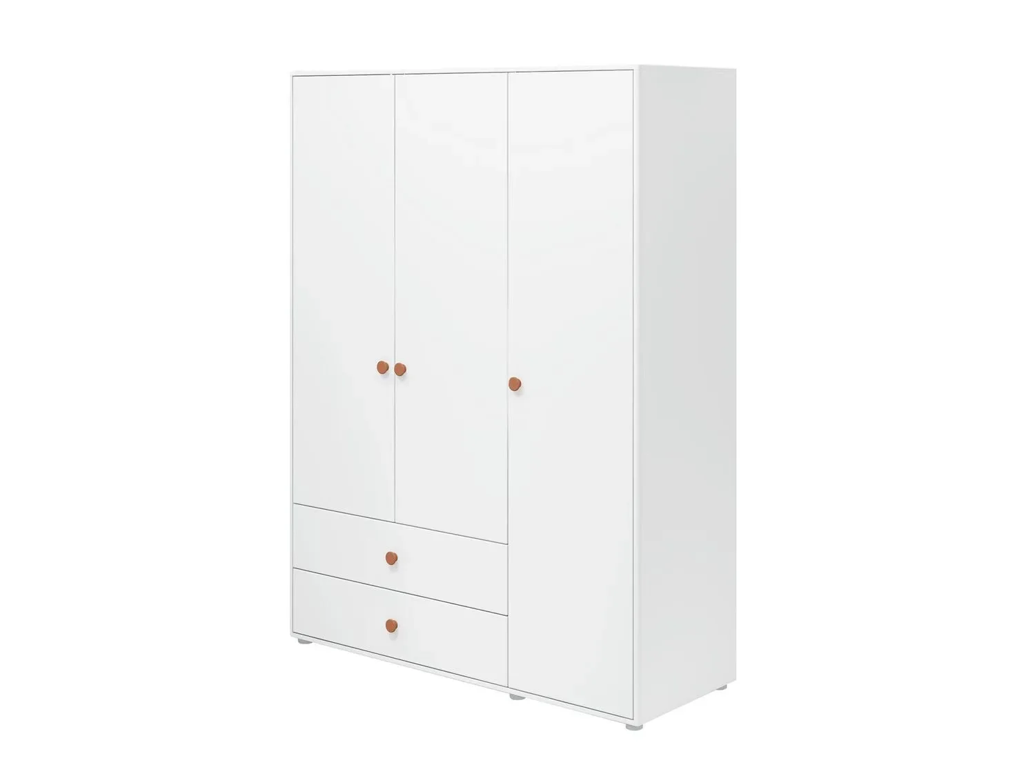 "Flexa Kleiderschrank - Roomie, 3 Türen + 2 Schubladen, Farbe: Weiß/Rouge image"