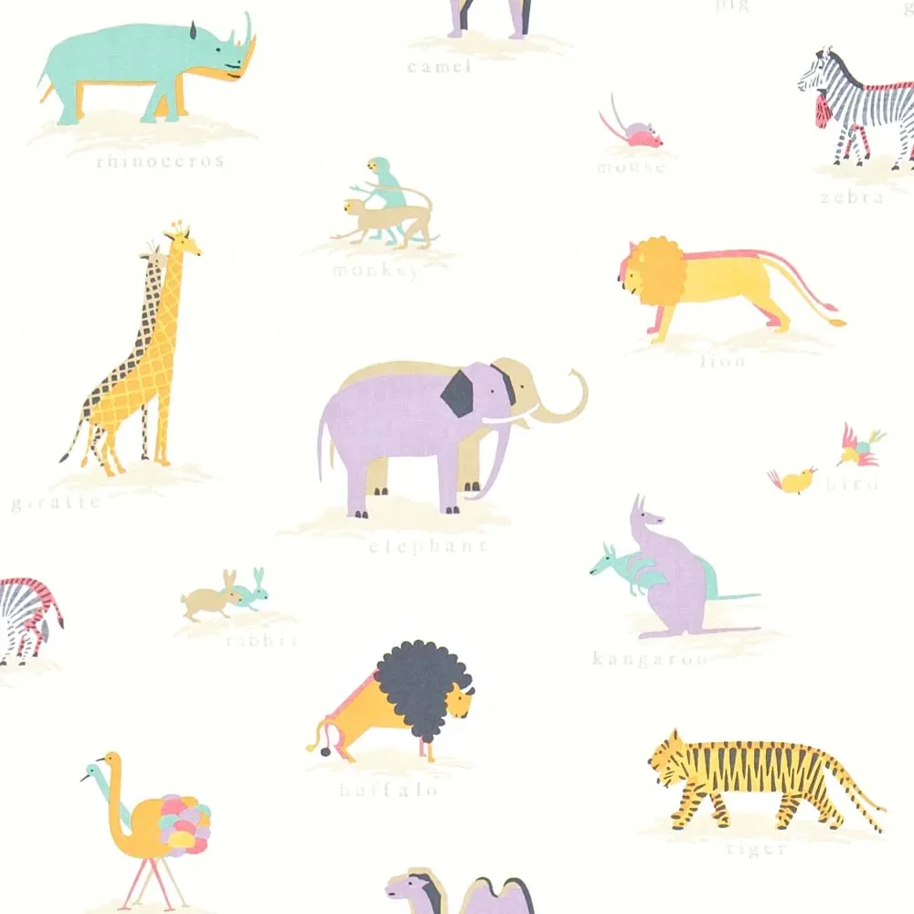 "Little Sanderson Abracazoo Tapete Safari Tiere aqua lila orange image"