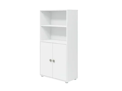 "FLEXA Bücherregal, Bücherwand - Midi, 2 Türen, 72 cm x 138 cm, Farbe: Weiß/Naturgrün image"