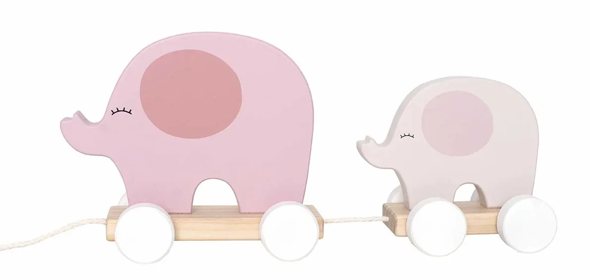 "Jabadabado Kinderspielzeug, Nachziehtier - Elefant, Farbe: rosa image"