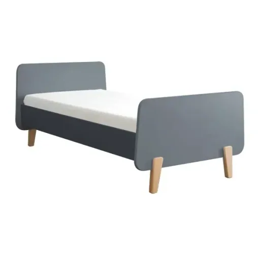 "Laurette Kinderbett "MM" mit Holzfüssen 90 x 190, Farbe: Gris Souris image"