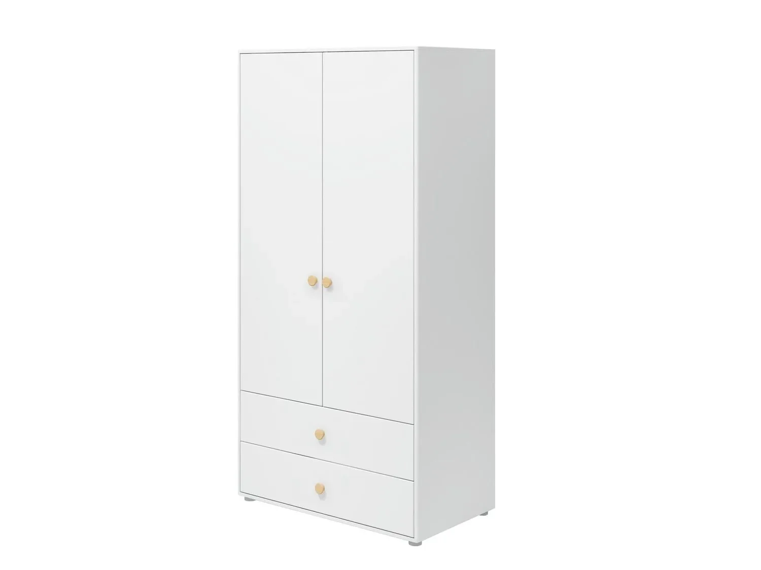 "Flexa Kleiderschrank - Roomie, 2 Türen + 2 Schubladen, Farbe: Weiß/Eiche image"