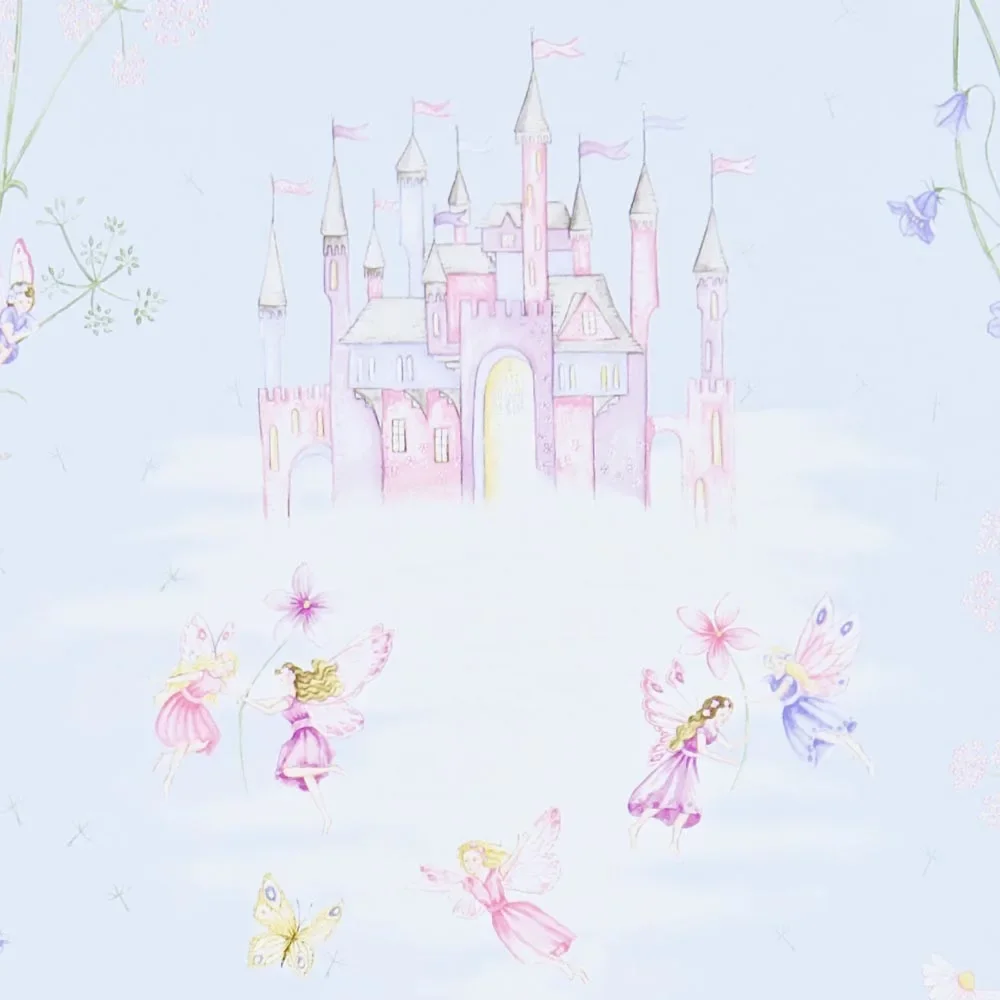 "Little Sanderson Abracazoo Tapete Märchenschloss hellblau lila pink image"