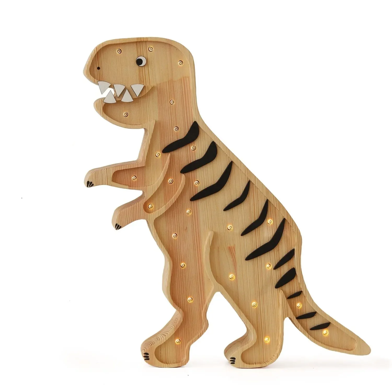 "Little Lights Nachtlicht Kinder, Nachtlampe T-Rex - 100% Kiefernholz natur, Farbe: Mesozoisches Holz image"