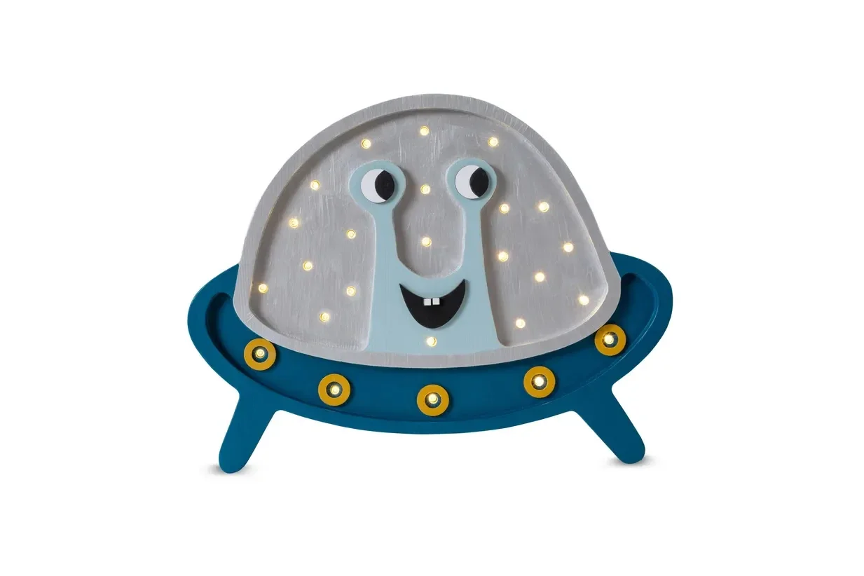 "Little Lights Nachtlicht Kinder, Nachtlampe UFO - 100% Kiefernholz natur, Farbe: Silberstaub image"