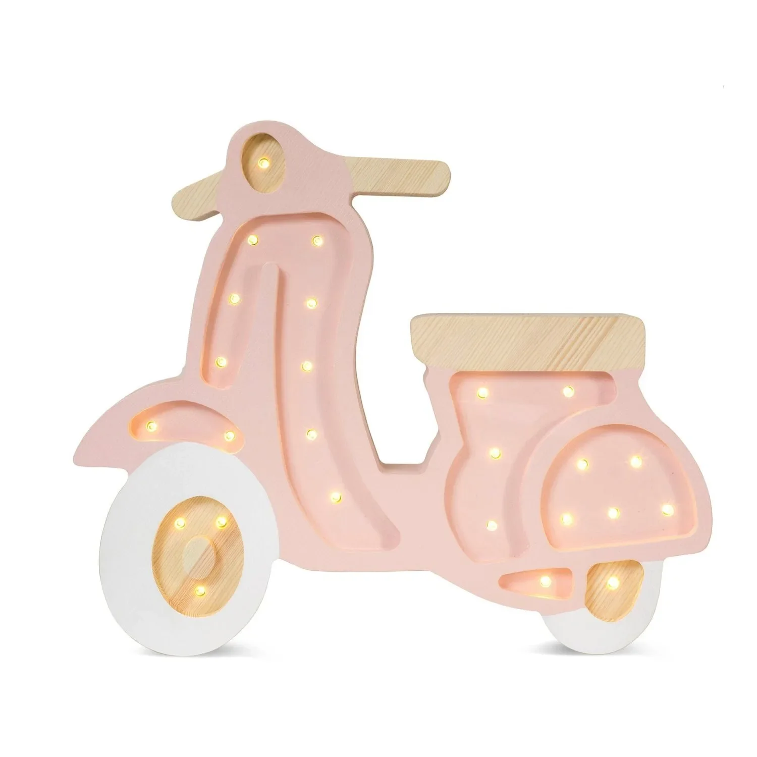 "Little Lights Nachtlicht Kinder, Nachtlampe Vespa-Roller - 100% Kiefernholz natur, Farbe: Pouder rosa image"