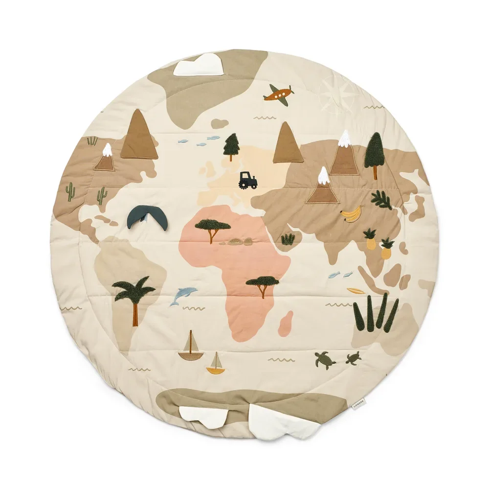"Liewood Krabbeldecke baby, Spieldecke, Aktivitätsdecke - Adonna, Farbe: Weltkarte / Sandy image"